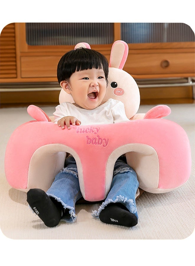 Berma Baby كرسي دعم للأطفال على شكل أريكة كرتونية، كراسي جلوس تعليمية لطيفة، كرسي جلوس للأطفال، واقي للرأس، كرسي هزاز للأطفال، مقاعد أرضية للأطفال (أرنب وردي) - Image 4