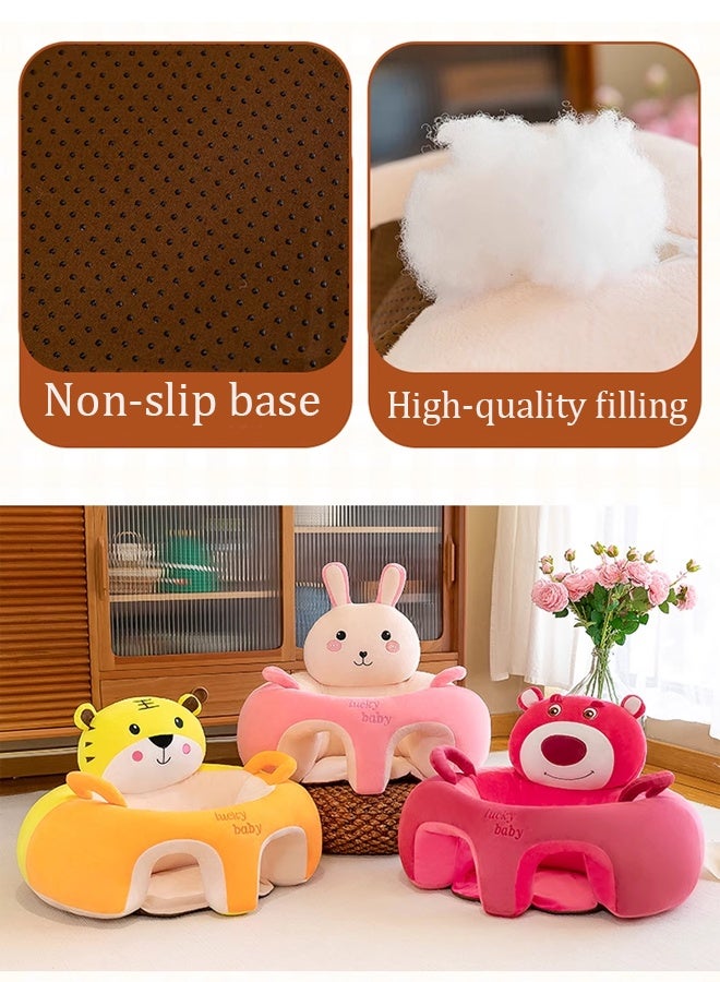 Berma Baby كرسي دعم للأطفال على شكل أريكة كرتونية، كراسي جلوس تعليمية لطيفة، كرسي جلوس للأطفال، واقي للرأس، كرسي هزاز للأطفال، مقاعد أرضية للأطفال (أرنب وردي) - Image 5