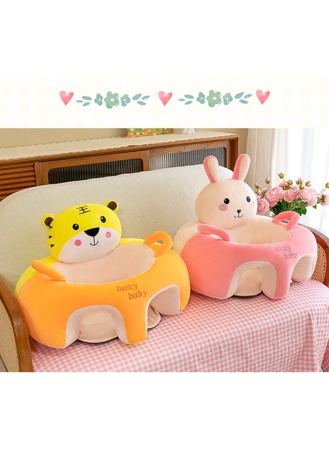 Berma Baby كرسي دعم للأطفال على شكل أريكة كرتونية، كراسي جلوس تعليمية لطيفة، كرسي جلوس للأطفال، واقي للرأس، كرسي هزاز للأطفال، مقاعد أرضية للأطفال (أرنب وردي) - Image 3