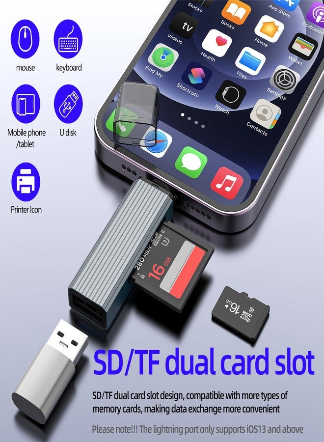 HOYULLI Lightning to USB Adapter(3in1)OTG 3.0 Cable TF SD Card Reader for iPhone14 13 Pro Max for Apple MFI Certified Digital Camera Micro SD Memory Stick Photo Storage Transfer for iPad Flash Drive Converter - Image 2