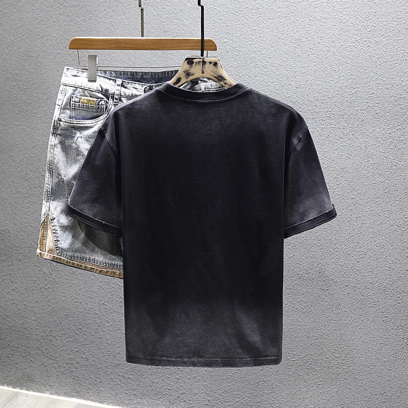Short-Sleeved Men'S 2025 Spring And Cool Crewneck Clothes Half-Sleeved T-Shirt Teenager Gradient T-Shirt Trendy - Image 5