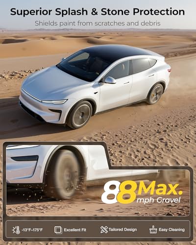 3W Mud Flaps for Tesla New Model Y Juniper 2025 2026 Only Standard Model Accessories, Protect Paint, No Drilling Required, All-Weather Mud Guard Body Kits Splash Guard, Black (Set of 4) - Image 4