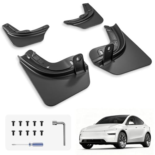 3W Mud Flaps for Tesla New Model Y Juniper 2025 2026 Only Standard Model Accessories, Protect Paint, No Drilling Required, All-Weather Mud Guard Body Kits Splash Guard, Black (Set of 4) - Image 1