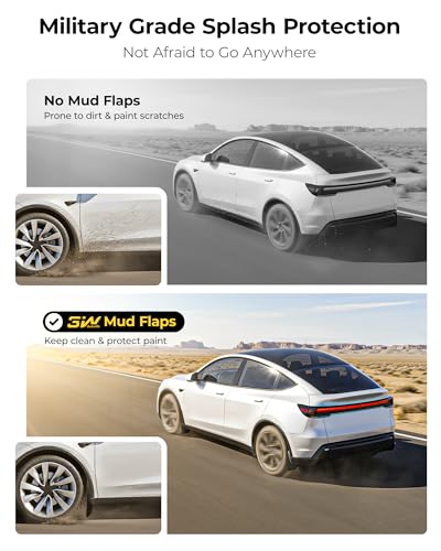 3W Mud Flaps for Tesla New Model Y Juniper 2025 2026 Only Standard Model Accessories, Protect Paint, No Drilling Required, All-Weather Mud Guard Body Kits Splash Guard, Black (Set of 4) - Image 5