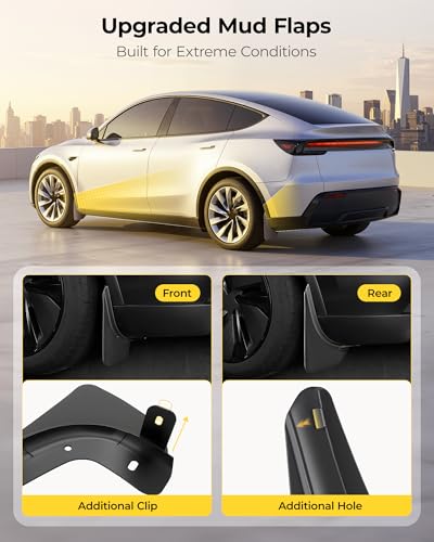 3W Mud Flaps for Tesla New Model Y Juniper 2025 2026 Only Standard Model Accessories, Protect Paint, No Drilling Required, All-Weather Mud Guard Body Kits Splash Guard, Black (Set of 4) - Image 2