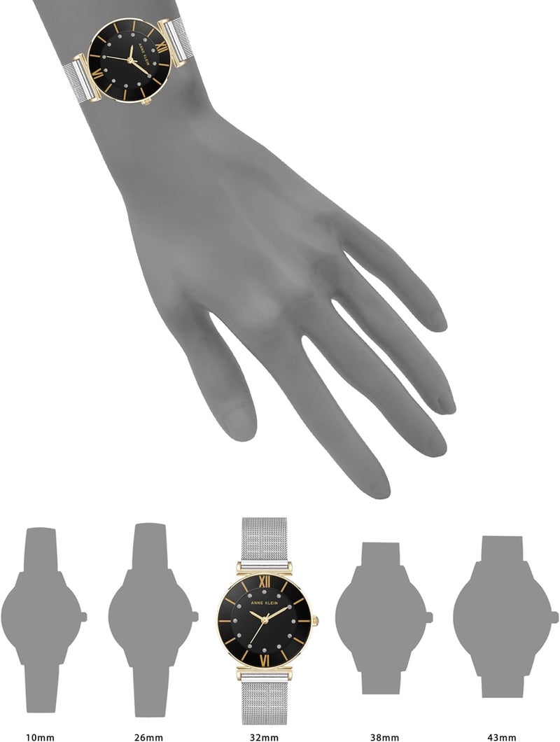 Anne Klein Women's Glitter Accented Mesh Bracelet Watch - Image 2