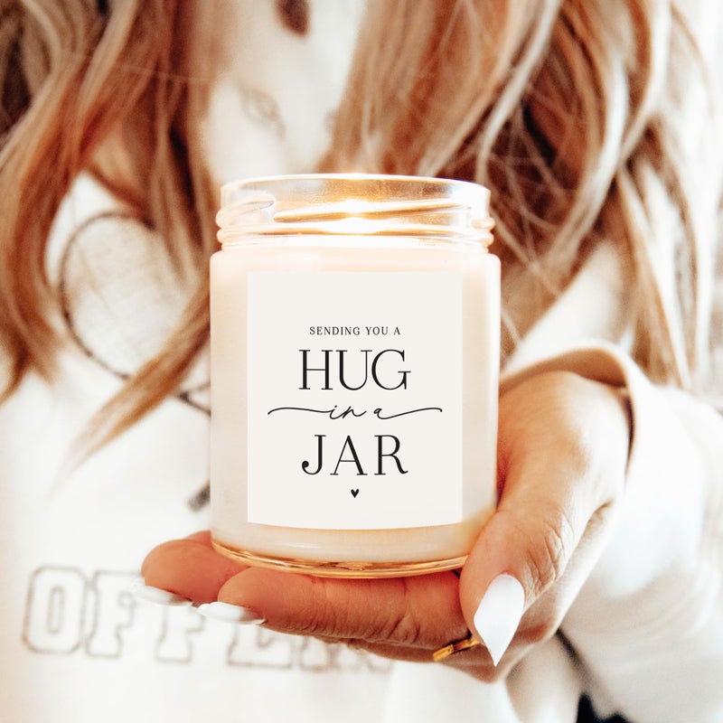 ThreeKin Collective ThreeKin Warm Hug in a Jar Scented Candles for Home, Relaxing Aromatherapy Gifts for Women with Lavender Essential Oils, Natural Soy Wax Blend, Long 65-Hour Burn, Friendship Gifts, 9 Oz - Image 2
