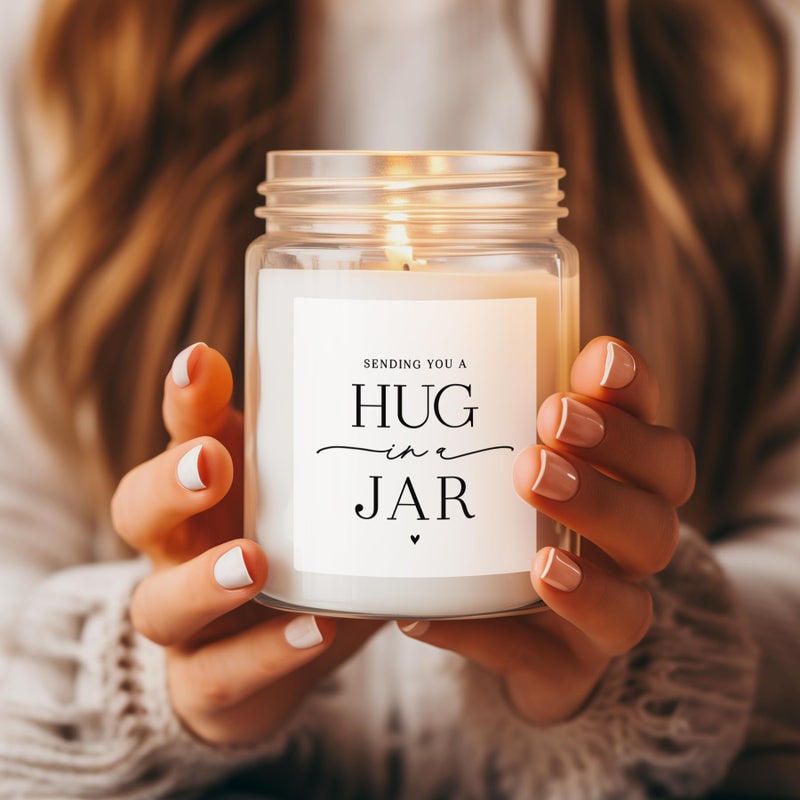 ThreeKin Collective ThreeKin Warm Hug in a Jar Scented Candles for Home, Relaxing Aromatherapy Gifts for Women with Lavender Essential Oils, Natural Soy Wax Blend, Long 65-Hour Burn, Friendship Gifts, 9 Oz - Image 1