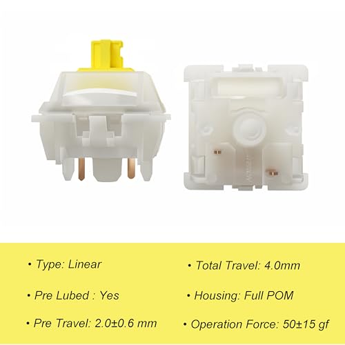 kutethy GATERON Milky Yellow Pro V3 Keyboard Switches, Pre-lubed Linear 5 pin for All MX Mechanical Keyboard (90PCS) - Image 3