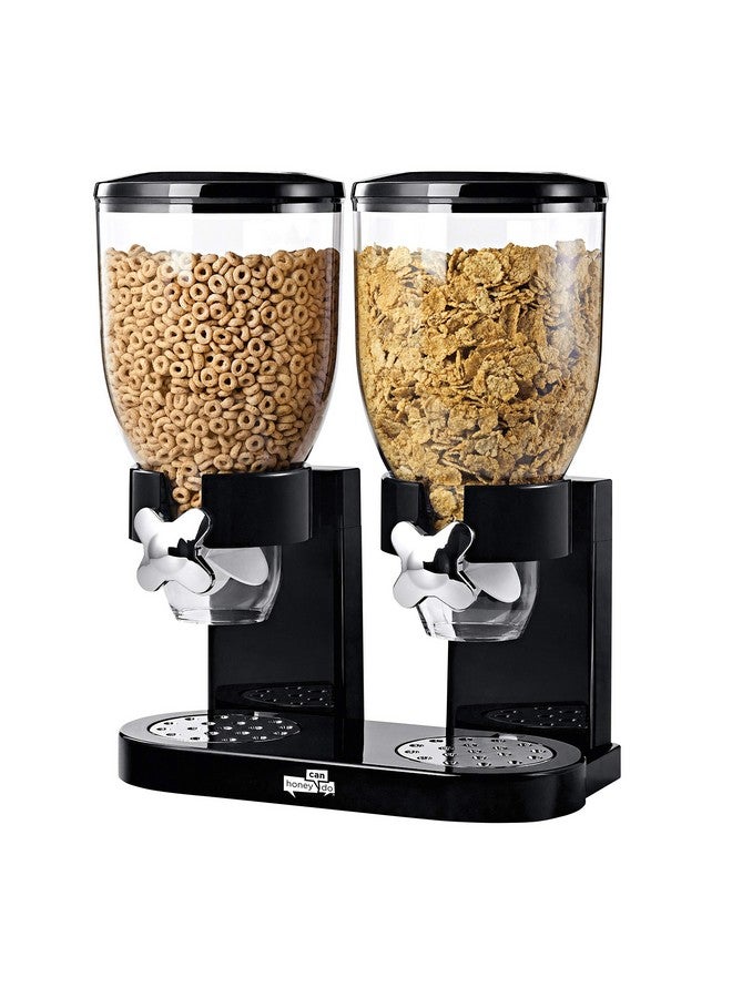 ZevrO Honey-Can-Do Zevro Essential Dual-Control Dry Food Dispenser - Effortless & Organized Storage for Cereal, Dog Food, or Snack Dispenser for All Kinds of Treats, 17.5 oz Each Capacity, Black/Chrome  - Image 1