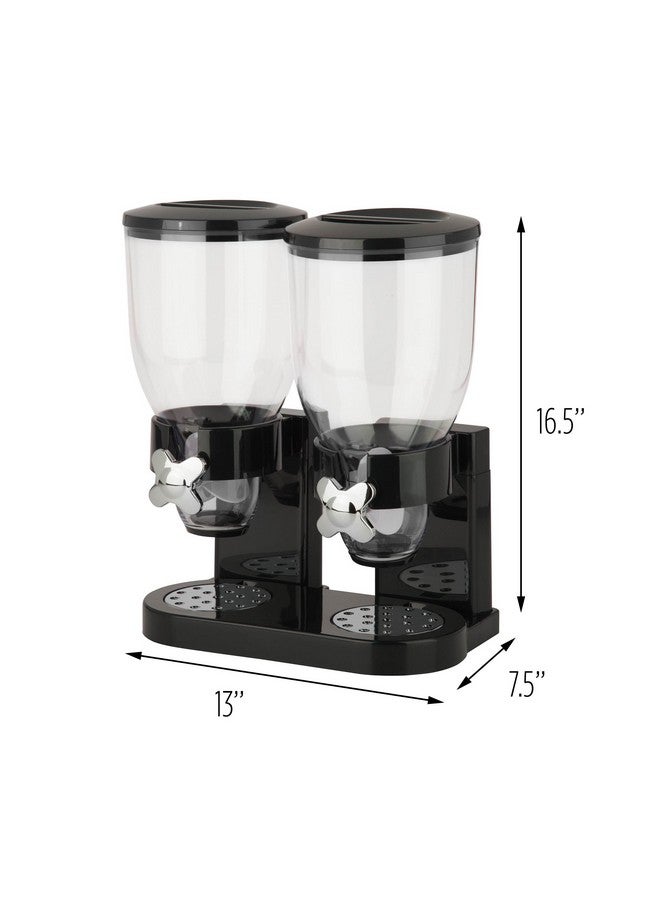 ZevrO Honey-Can-Do Zevro Essential Dual-Control Dry Food Dispenser - Effortless & Organized Storage for Cereal, Dog Food, or Snack Dispenser for All Kinds of Treats, 17.5 oz Each Capacity, Black/Chrome  - Image 3