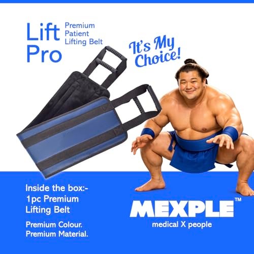 MEXPLE LiftPro Patient Lifting Belt From MEXPLE | Patient Lifting Aid, Bed Transfer Nursing Sling Belt with 4 Handles, Safe Transfer from Bed, Sofa, Wheelchair, Car (36”x14”) – Premium Blue Color - Image 2