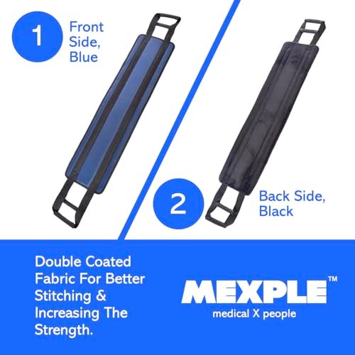 MEXPLE LiftPro Patient Lifting Belt From MEXPLE | Patient Lifting Aid, Bed Transfer Nursing Sling Belt with 4 Handles, Safe Transfer from Bed, Sofa, Wheelchair, Car (36”x14”) – Premium Blue Color - Image 3