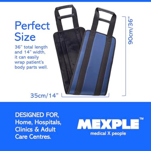 MEXPLE LiftPro Patient Lifting Belt From MEXPLE | Patient Lifting Aid, Bed Transfer Nursing Sling Belt with 4 Handles, Safe Transfer from Bed, Sofa, Wheelchair, Car (36”x14”) – Premium Blue Color - Image 4