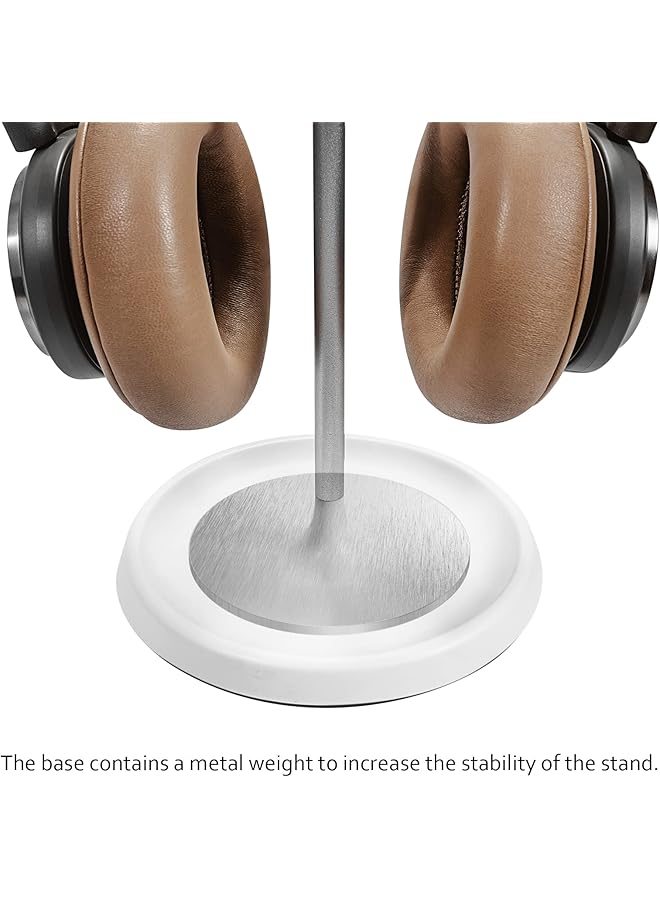 erorex Headphone Stand Curved Headset Stand With Storage Tray Heavy Base Gaming Headset Holder For Airpods Max Airpods Airpods Pro Beats Bose Sennheiser Sony And More White - Image 5