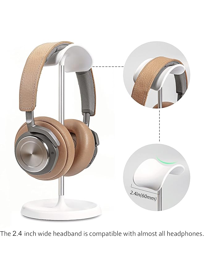 erorex Headphone Stand Curved Headset Stand With Storage Tray Heavy Base Gaming Headset Holder For Airpods Max Airpods Airpods Pro Beats Bose Sennheiser Sony And More White - Image 4