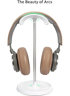 erorex Headphone Stand Curved Headset Stand With Storage Tray Heavy Base Gaming Headset Holder For Airpods Max Airpods Airpods Pro Beats Bose Sennheiser Sony And More White  - Image 3