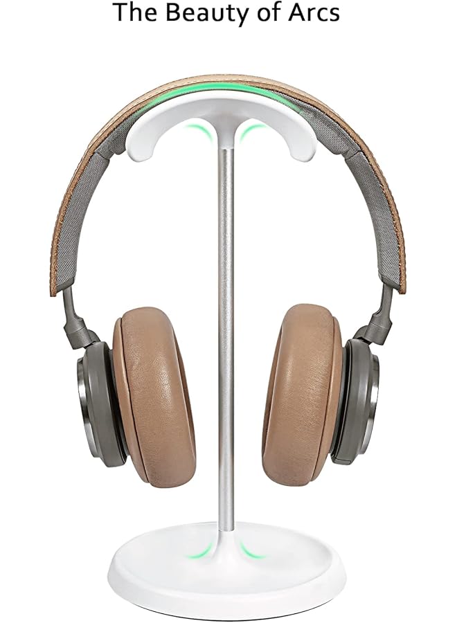 erorex Headphone Stand Curved Headset Stand With Storage Tray Heavy Base Gaming Headset Holder For Airpods Max Airpods Airpods Pro Beats Bose Sennheiser Sony And More White - Image 3