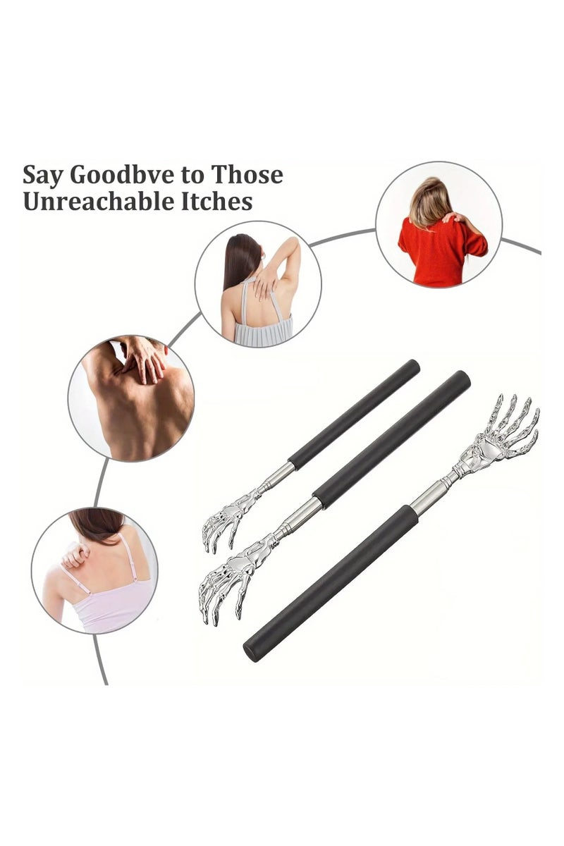 إسكدنيا أداة خدش الظهر القابلة للسحب المحمولة أداة خدش الظهر القابلة للسحب المصنوعة من الفولاذ المقاوم للصدأ مناسبة للأشخاص والحيوانات الأليفة أداة تدليك الظهر القابلة للسحب - Image 3