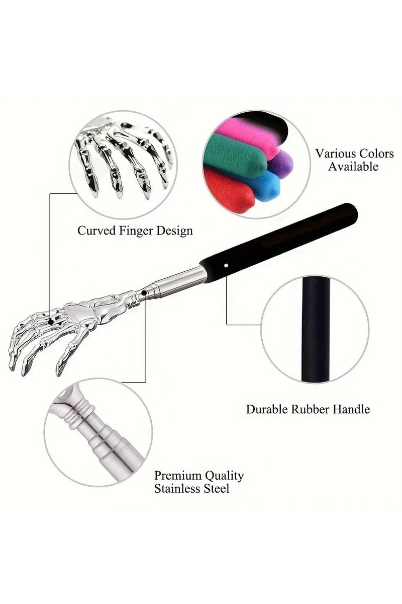 إسكدنيا أداة خدش الظهر القابلة للسحب المحمولة أداة خدش الظهر القابلة للسحب المصنوعة من الفولاذ المقاوم للصدأ مناسبة للأشخاص والحيوانات الأليفة أداة تدليك الظهر القابلة للسحب - Image 4