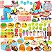 Aprilwolf 99 PCS 5 in 1 Dough Sets for Kids Ages 348 Art Crafts Dough Tools Kit Ice Cream Playset Noodle Hamburger Cake Maker Machine Dessert Rack Kitchen Creations Food Play Toys Toddlers Boys Girls - Image 2