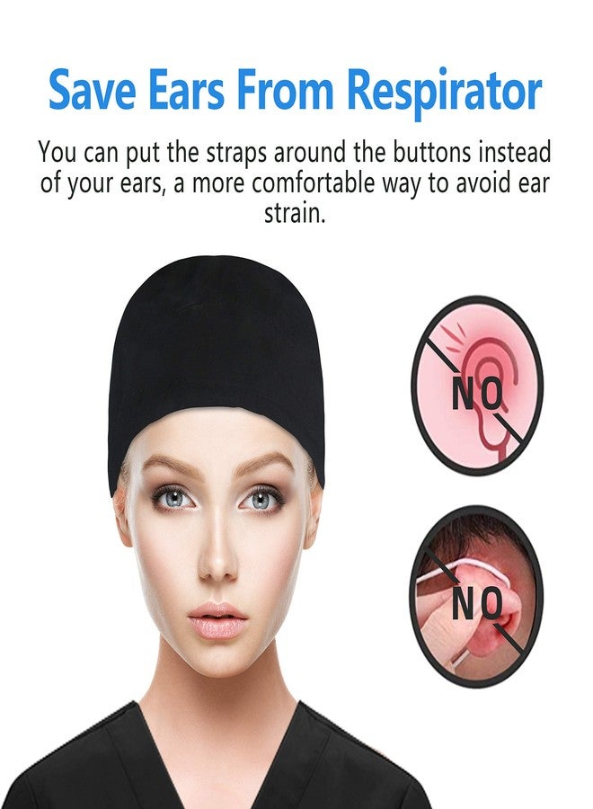 QBA Adjustable Working Cap with Button, Cotton Working Hat Sweatband, Elastic Bandage Tie Back Hats for Women & Men, One Size, Navy Rose Pt, One size - Image 4
