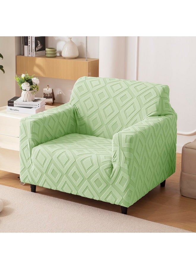 هاوس أوف كويرك غطاء أريكة من House of Quirk Universal Single Seater من القماش الجاكار بنسيج ماسي بوزن 220 جرام لكل متر مربع، غطاء ناعم الملمس للأريكة، غطاء أريكة مرن قابل للتمدد (أخضر، 90-145 سم)  - Image 1