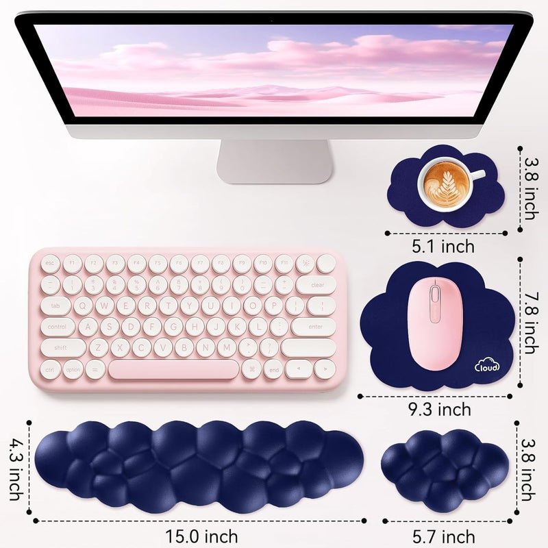 Sushret Memory Foam Cloud Wrist Rest Keyboard Set, 4-in-1: Ergonomic Keyboard Wrist Rest & Mouse Pad, Non-Slip for Office, Gaming and Home Office, Blue - Image 3