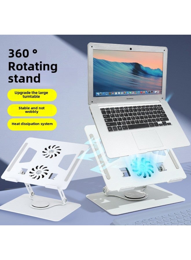 Loquat Folding Aluminum Alloy Lifting Notebook With Fan Cooling Shelf Reading Painting Tablet Cputer Rotatable Bracket-Color:Steel Dark Gray-rotating Bracket With Fan  - Image 1