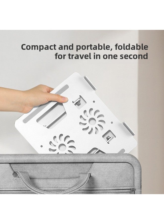 Loquat Folding Aluminum Alloy Lifting Notebook With Fan Cooling Shelf Reading Painting Tablet Cputer Rotatable Bracket-Color:Steel Dark Gray-rotating Bracket With Fan  - Image 2
