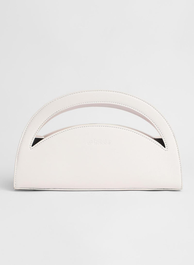 Haute Sauce Haute Sauce Women's The Mezzaluna Hand Bag For Casual Wear | Ivory White Colour | One-Size| Zipper Closure | Vegan Leather Material | Non-Detachable Handle | Bags For Woman & Girls  - Image 4