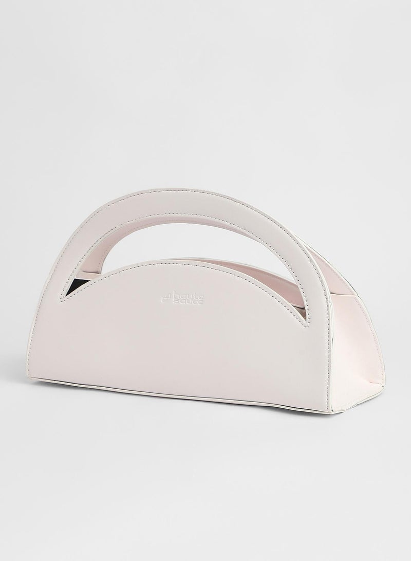 Haute Sauce Haute Sauce Women's The Mezzaluna Hand Bag For Casual Wear | Ivory White Colour | One-Size| Zipper Closure | Vegan Leather Material | Non-Detachable Handle | Bags For Woman & Girls  - Image 5