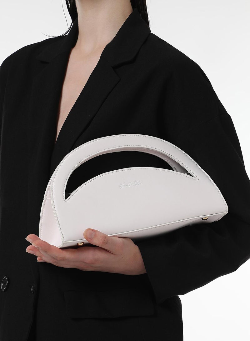 Haute Sauce Haute Sauce Women's The Mezzaluna Hand Bag For Casual Wear | Ivory White Colour | One-Size| Zipper Closure | Vegan Leather Material | Non-Detachable Handle | Bags For Woman & Girls  - Image 2