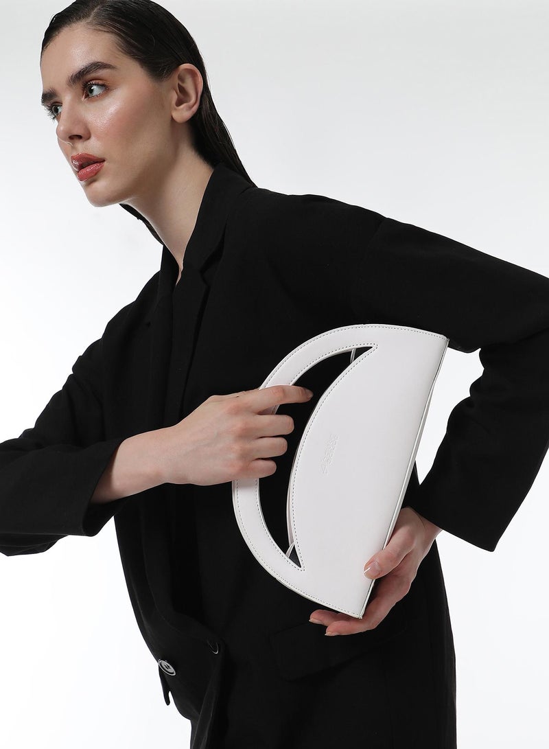 Haute Sauce Haute Sauce Women's The Mezzaluna Hand Bag For Casual Wear | Ivory White Colour | One-Size| Zipper Closure | Vegan Leather Material | Non-Detachable Handle | Bags For Woman & Girls  - Image 3