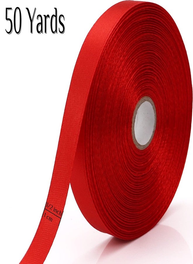 Nsilu 1/2 inch, Red Ribbon for Gift Wrapping 50 Yards Perfect Wedding Party Wreath Sewing DIY Hair Accessories Decoration Floral Hair Balloons Other Projects - Image 2