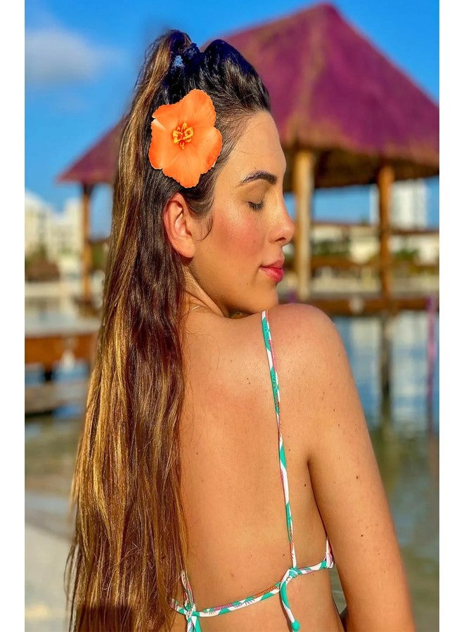 Hapdoo 4pcs Hibiscus Hair Clip, Hawaiian Flower Hair Clips for Women Girls, Tropical Artificial Floral Hair Accessories for Beach Party Wedding Vacation - Image 3
