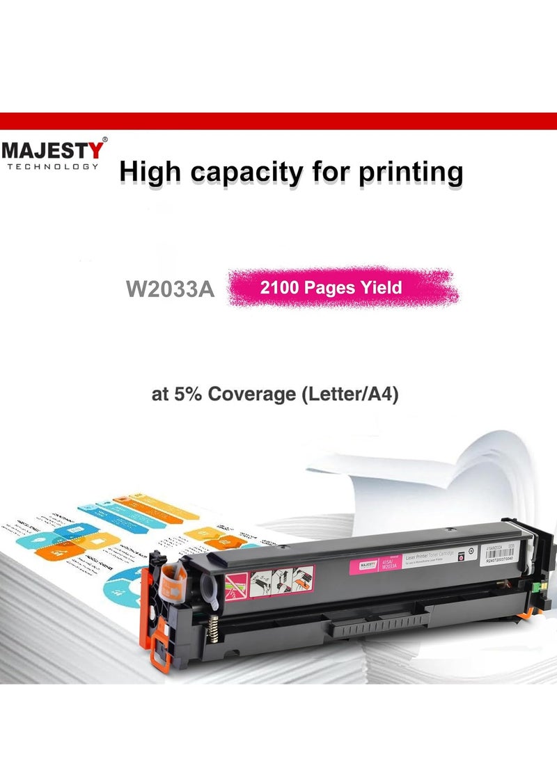 ماجيستي خرطوشة حبر ملونة 415A W2033A متوافقة مع طابعة اتش بي ليزر جيت بروM455dn, M480f, M479fnw, M479fdw, M479fdn, M479dw, M454dn, M454dw ارجواني ماجينتا - Image 4