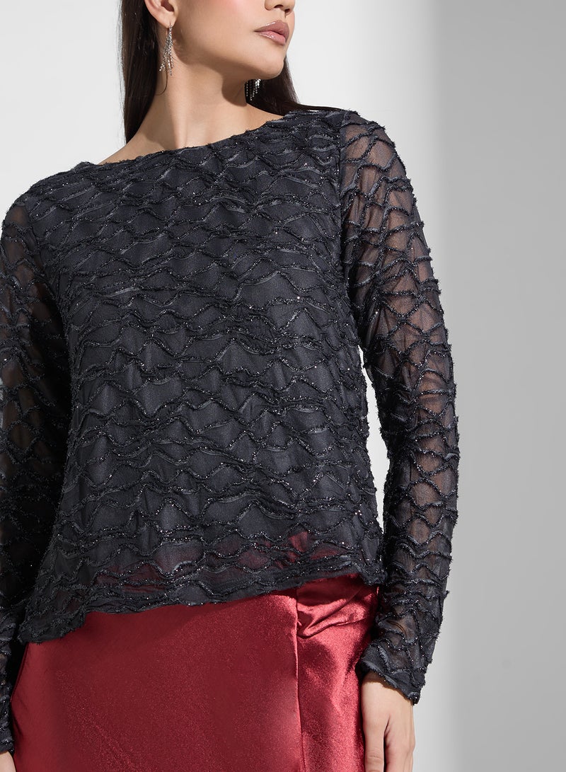 فيرو مودا بلوزة محبوكة بياقة قارب - Image 3