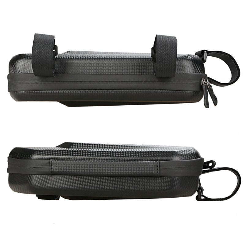 B-SOUL Waterproof Bike Triangle Bag: Black Hard Shell Water-Resistant PU Leather - Dual Zipper Closure Bicycle Frame Bag for Road Mountain Cycling Riders - Image 3