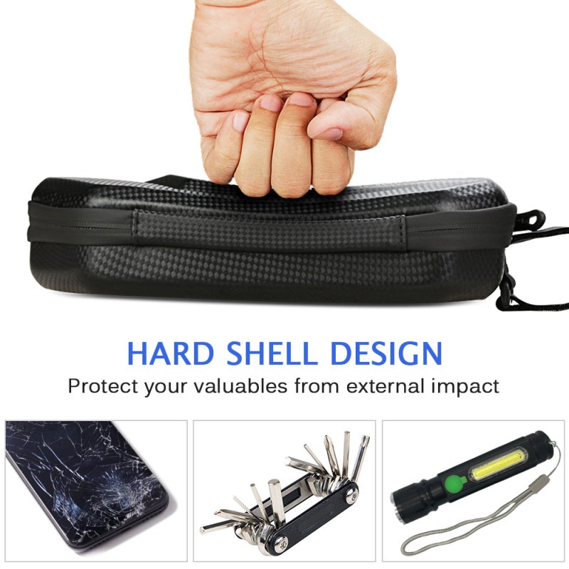 B-SOUL Waterproof Bike Triangle Bag: Black Hard Shell Water-Resistant PU Leather - Dual Zipper Closure Bicycle Frame Bag for Road Mountain Cycling Riders - Image 2