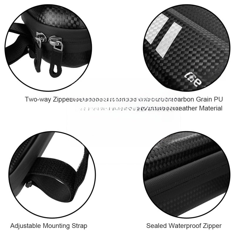 B-SOUL Waterproof Bike Triangle Bag: Black Hard Shell Water-Resistant PU Leather - Dual Zipper Closure Bicycle Frame Bag for Road Mountain Cycling Riders - Image 5