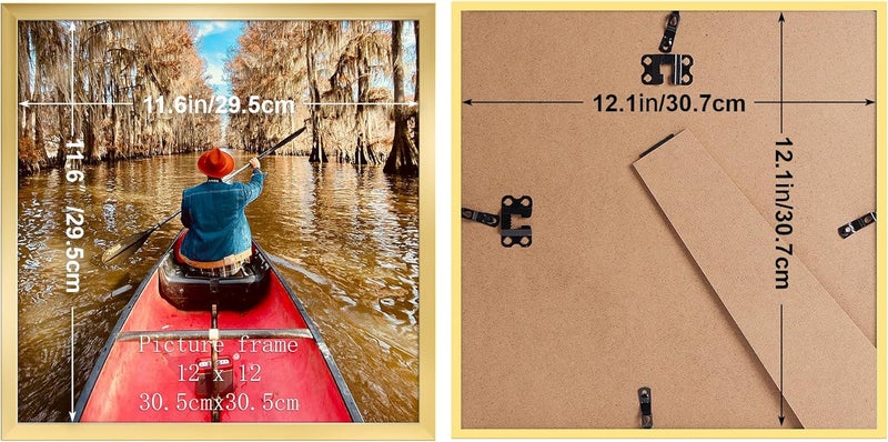 جيفت جاردن إطار صور جيفت جاردن ذهبي 30 × 30 سم، إطار صور حديث للصور واللوحات المربعة، تصميم ناعم نحيف، حامل حائط أو طاولة - فردي - Image 2