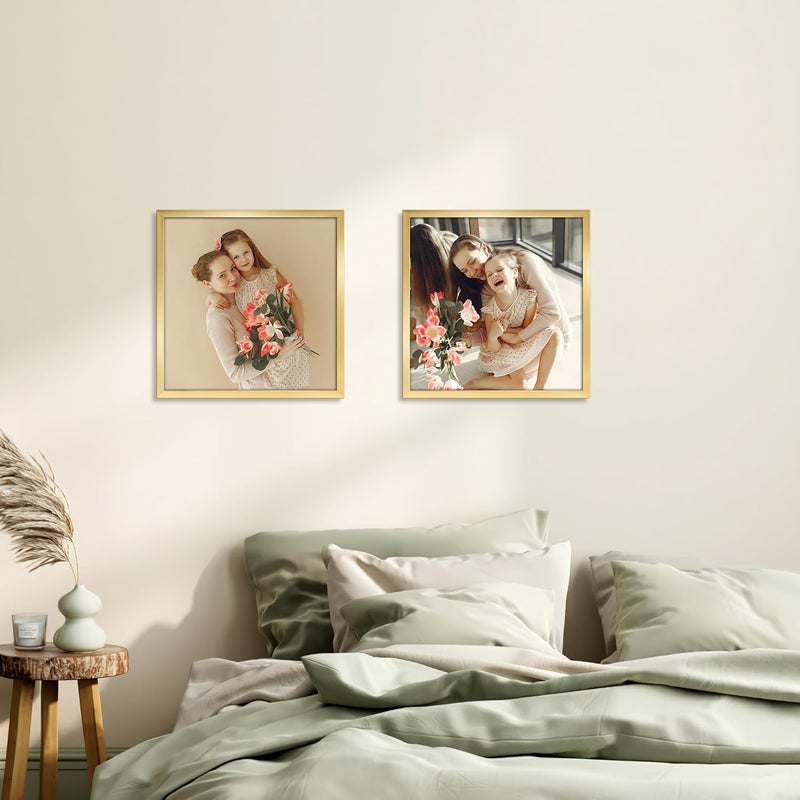 جيفت جاردن إطار صور جيفت جاردن ذهبي 30 × 30 سم، إطار صور حديث للصور واللوحات المربعة، تصميم ناعم نحيف، حامل حائط أو طاولة - فردي - Image 4