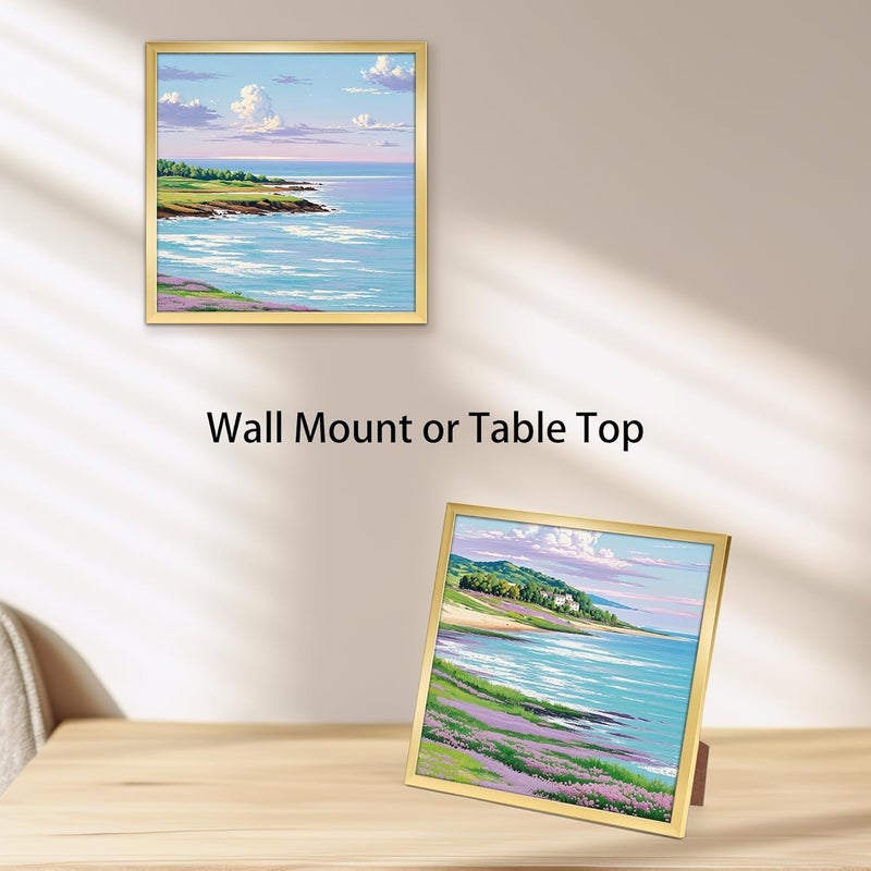 جيفت جاردن إطار صور جيفت جاردن ذهبي 30 × 30 سم، إطار صور حديث للصور واللوحات المربعة، تصميم ناعم نحيف، حامل حائط أو طاولة - فردي - Image 5