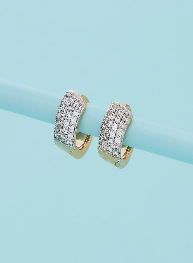 Kushal's Fashion Jewellery White Rodium-Gold Polished Copper Trendy Zircon Bali Earrings, Best for Casual Wear & Special Occasion - 460335 - Image 4