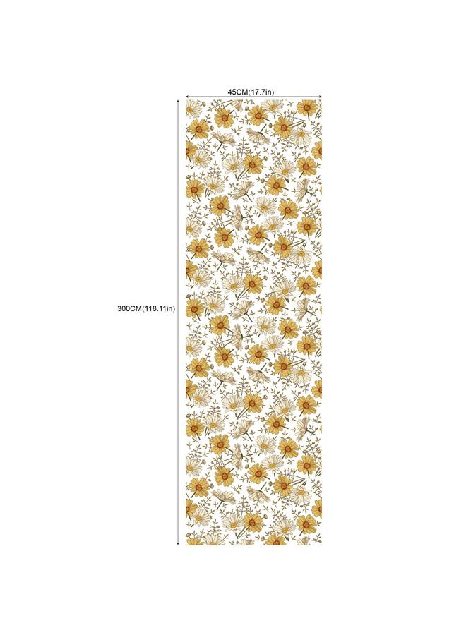 الأزرق جي دبليو زهرة صغيرة طازجة وخضراء وأوراق ليمون ذاتية اللصق ورق الحائط wallpaper غرفة نوم ديكور فندق خلفيات RW181-200 - Image 1