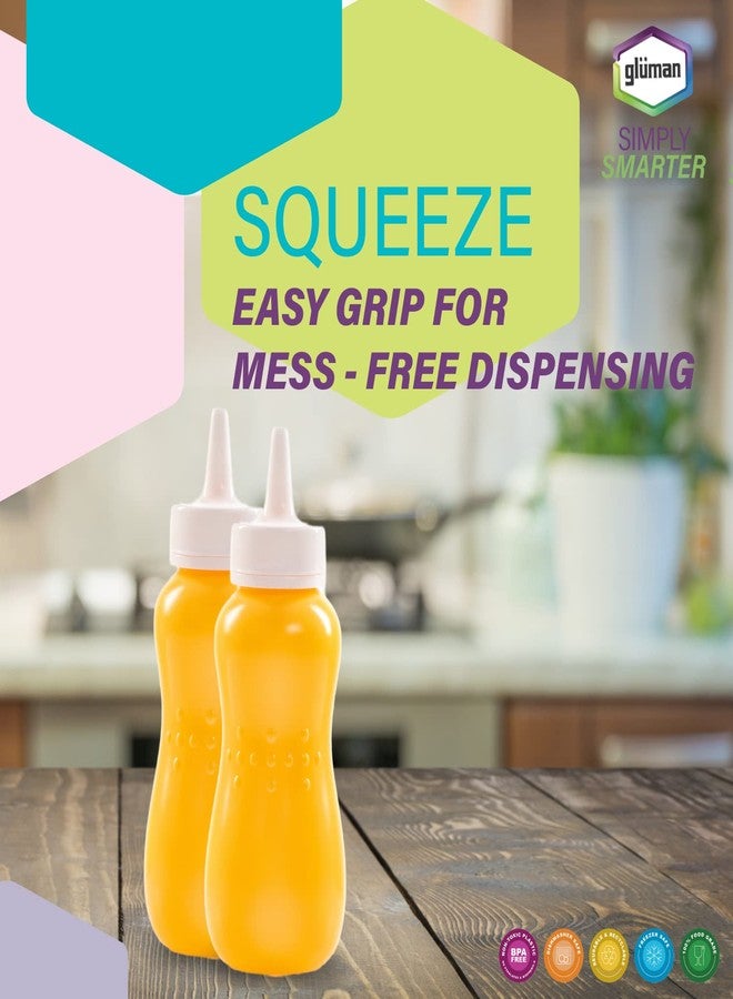 Gluman Squeezy 750 ml Sauce Bottle (Set of 2) for Clean & Mess-free Dispensing | 100% Food Grade | Dishwasher Safe | Freezer Safe | Ergonomically Designed | Reusable (Yellow) - Image 4