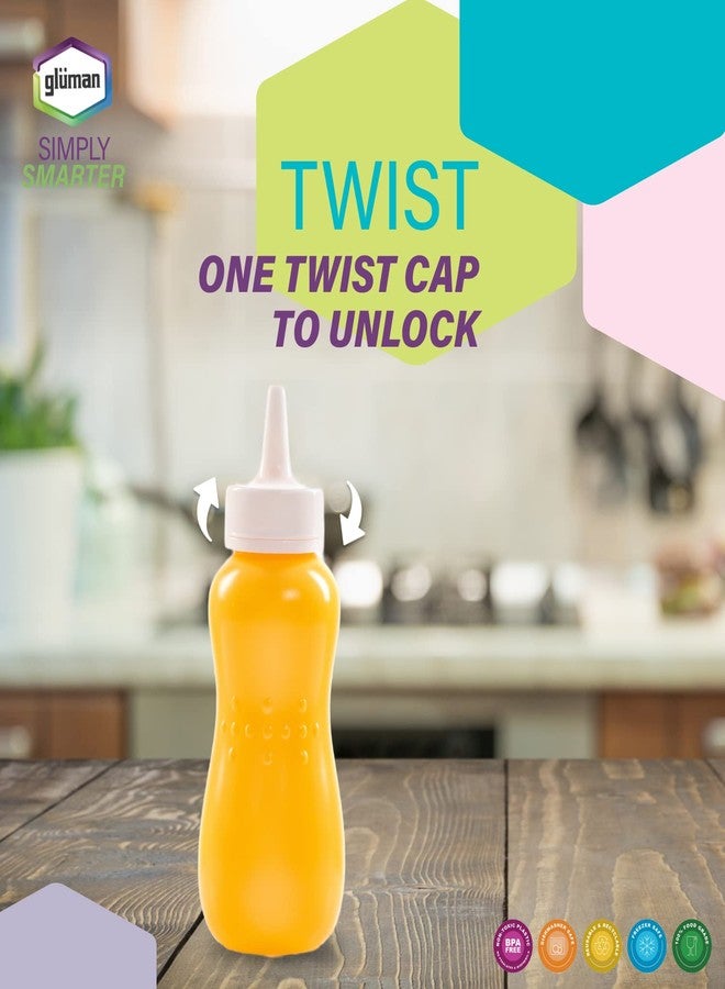 Gluman Squeezy 750 ml Sauce Bottle (Set of 2) for Clean & Mess-free Dispensing | 100% Food Grade | Dishwasher Safe | Freezer Safe | Ergonomically Designed | Reusable (Yellow) - Image 3