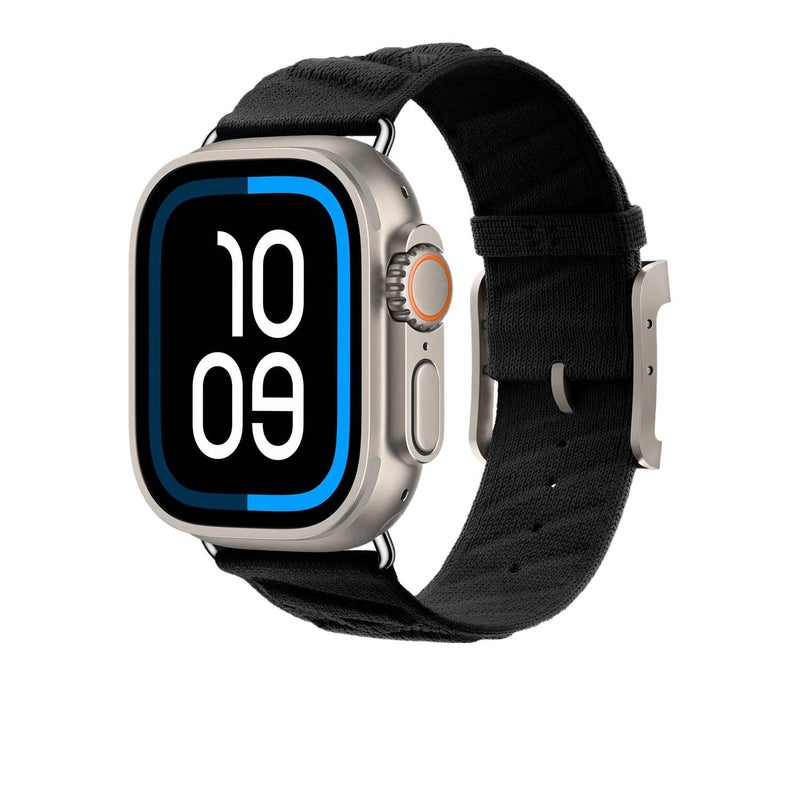 سوار ساعة ذكية سوار نايلون حلقي متوافق باللون أسود قابل للتعديل مع Apple Watch 38/40/41/42/44/45/49mm بملاءمة قابلة للتعديل وحزام بديل - Image 1
