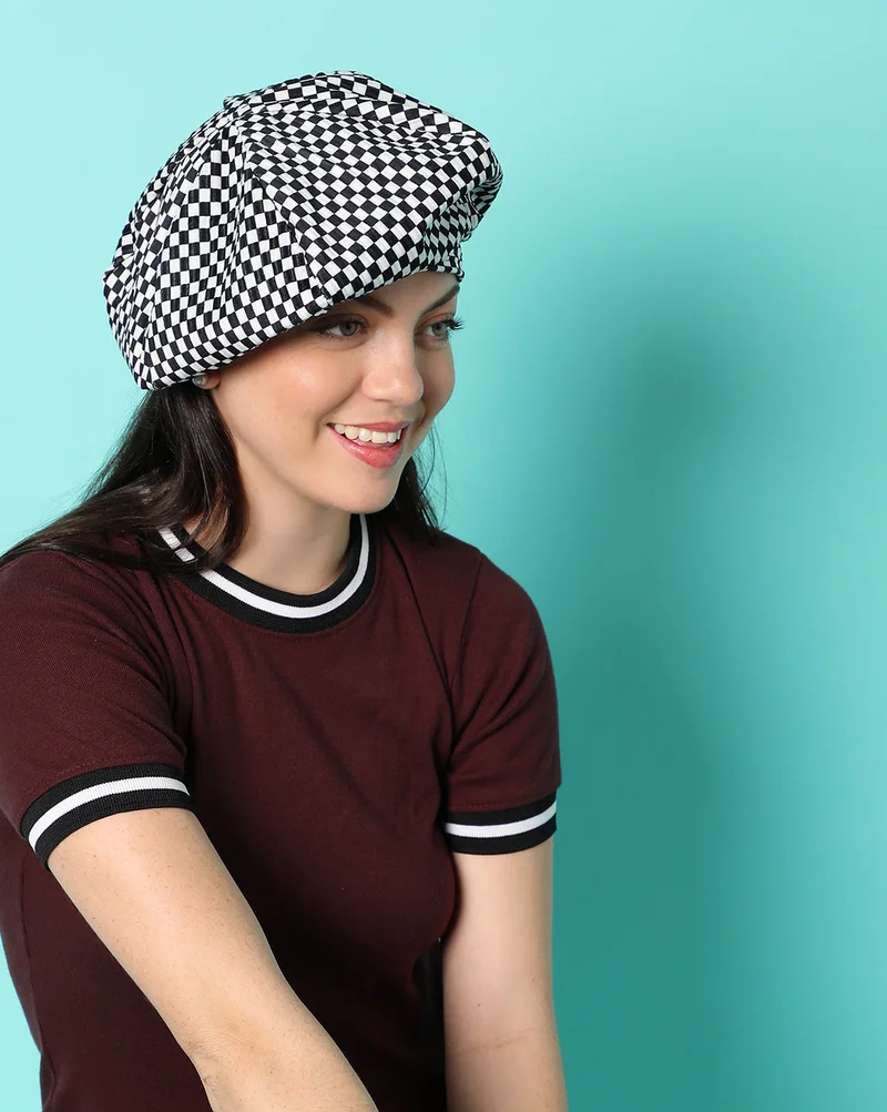 Haute Sauce  Black & White Checked Hat  | Best Price UAE